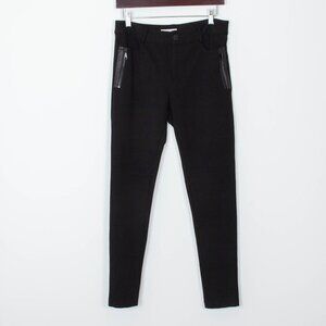 Rebecca Minkoff Black Ponte Zipper Leather Pocket‎ Career Pants Womens Size 4